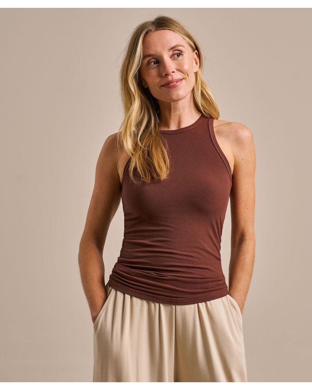 BAM Clothing Brown Active Rib Tank Top Conker