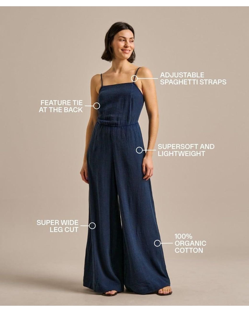 BAM Clothing Blue Breathable Cotton Gauze Jumpsuit