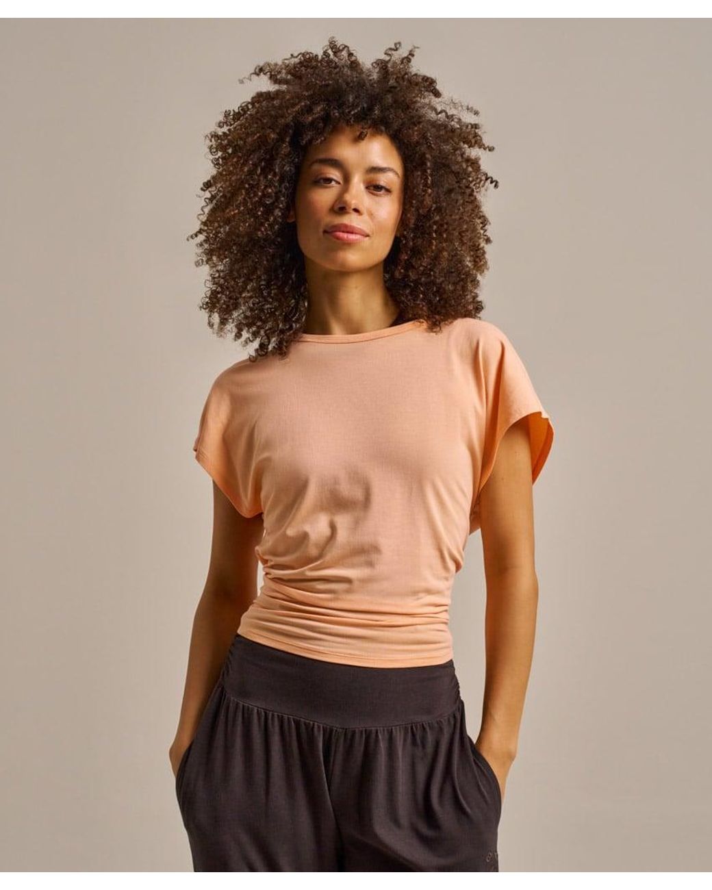 Bam Brown Tie Back Short Sleeve Top