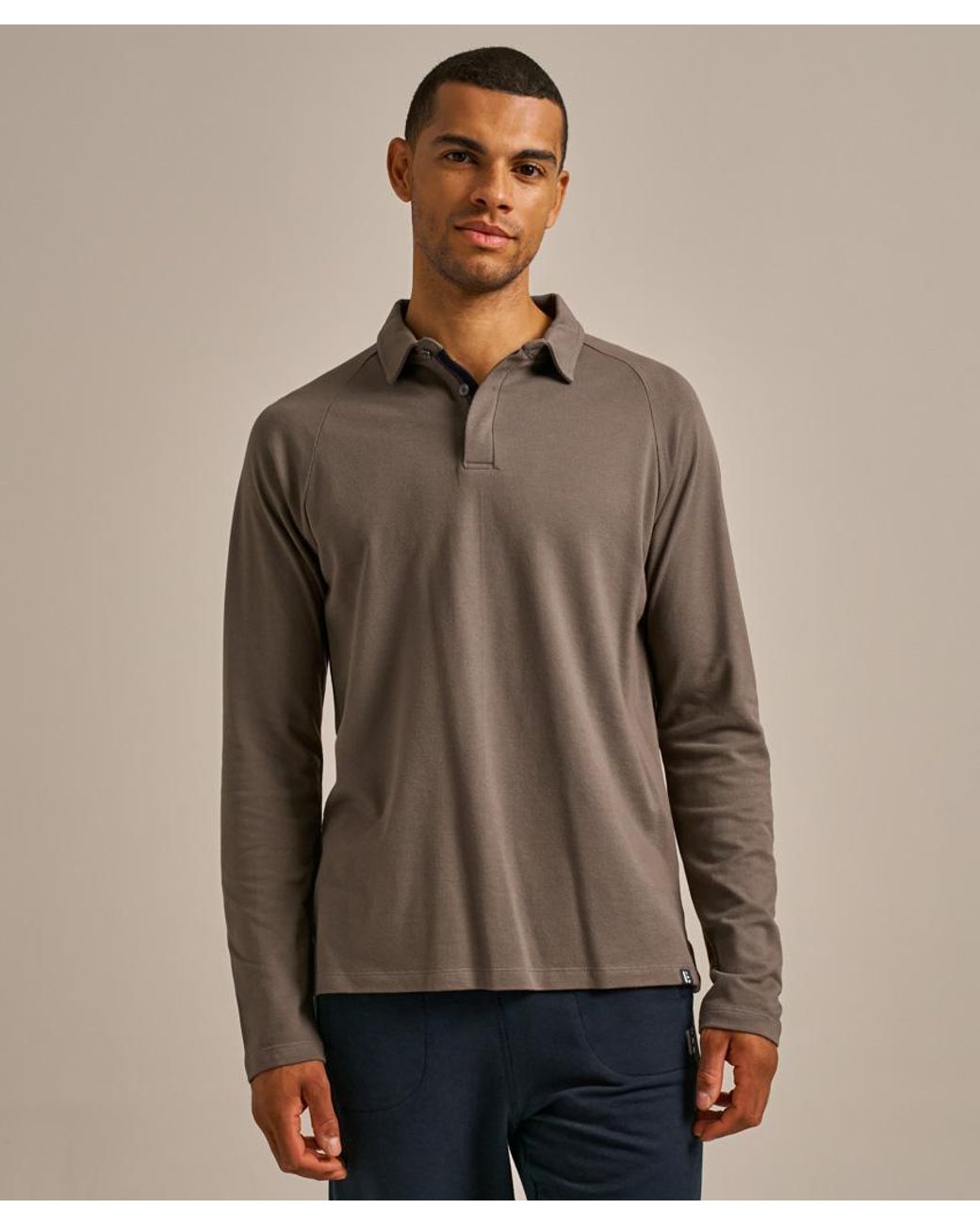 Bam Brown Themis Long Sleeve Pique Polo for men