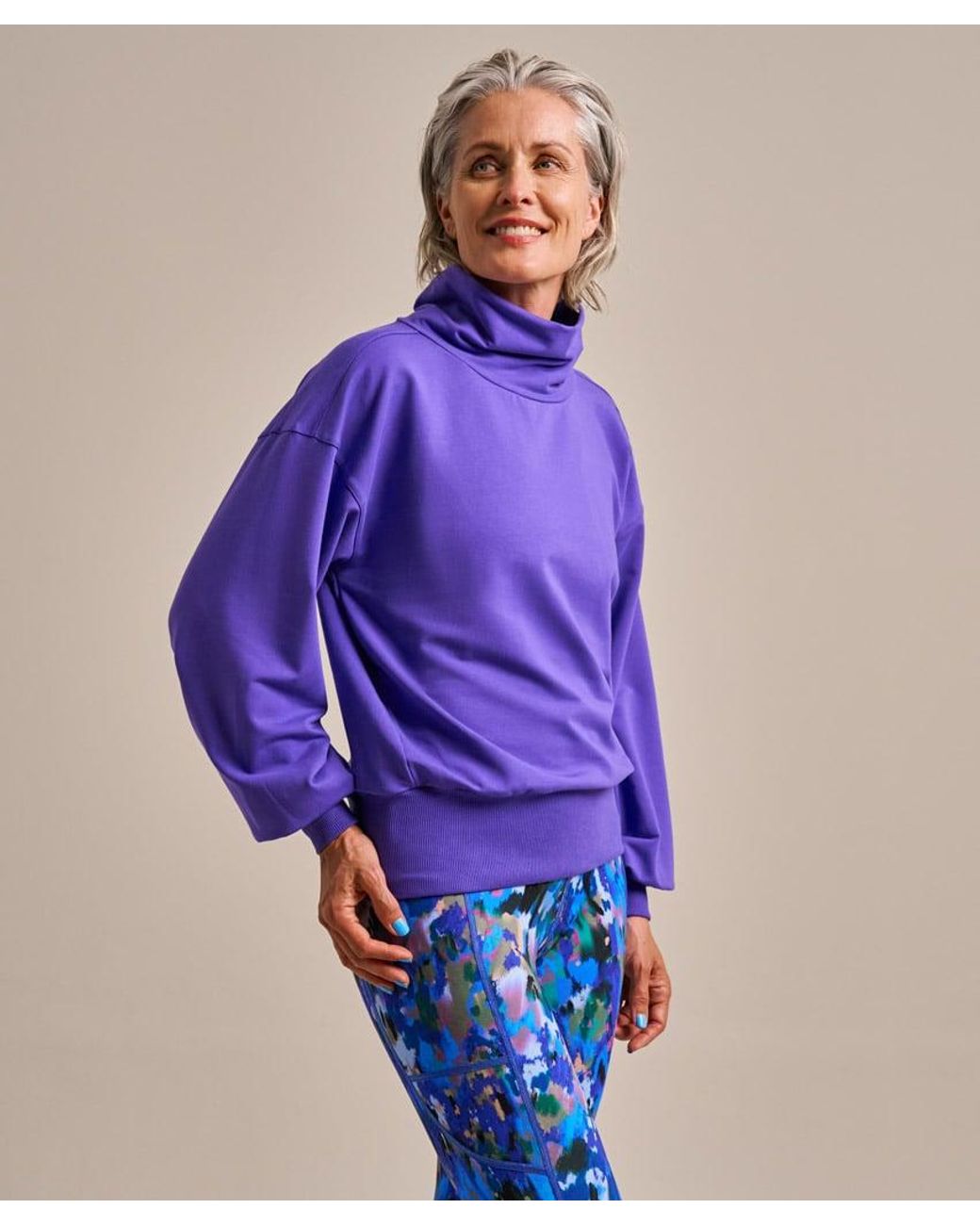 Bam Blue Tapered High Neck Sweatshirt