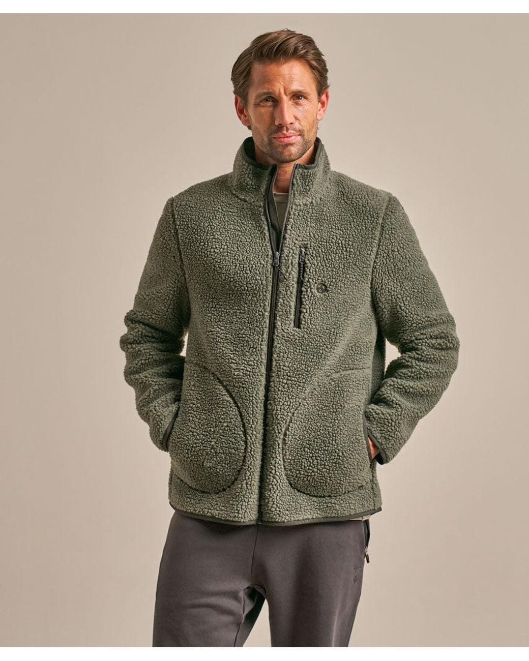 BAM Clothing Green Full Zip All Season Fleece New Khaki for men