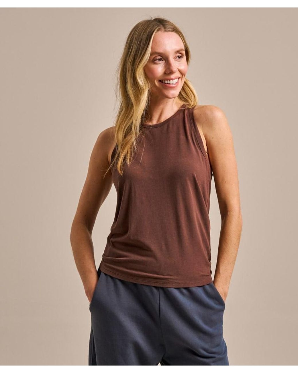 BAM Clothing Multicolor Air Tie Back Yoga Vest Top Conker
