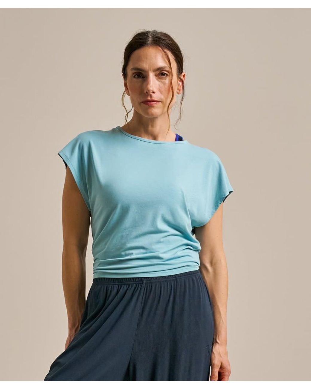 Bam Blue Tie Back Short Sleeve Top