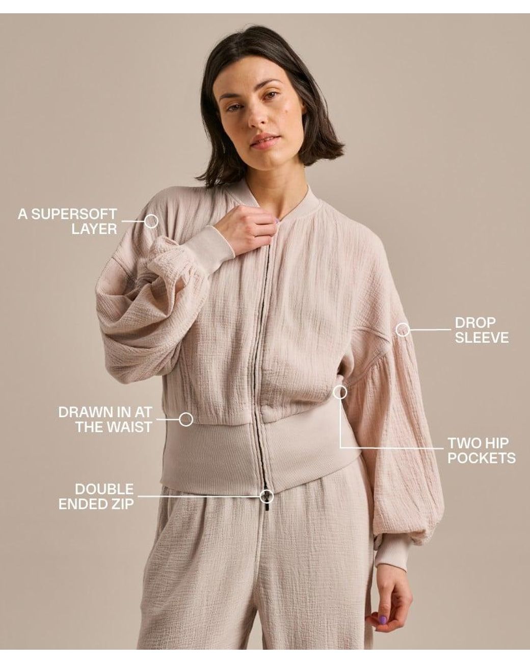 Bam Natural Breathable Cotton Gauze Bomber Jacket
