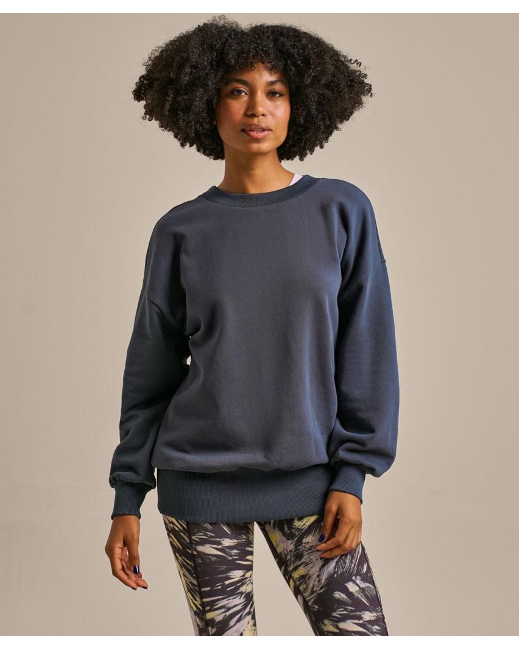 Bam Blue Longline Pleated Back Sweatshirt