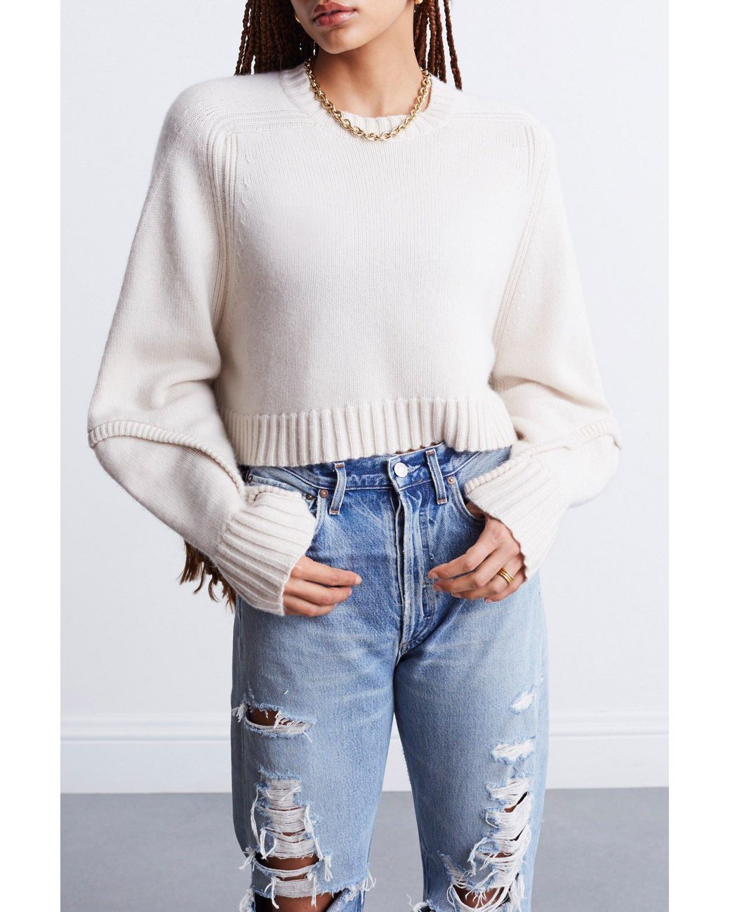 PROENZA SCHOULER WHITE LABEL Luxe Wool Cashmere Cropped Sweater - Lyst