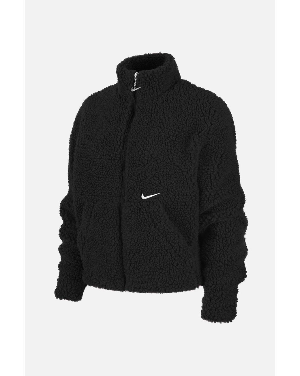 Nike Fleece Nsw Swoosh Jacket Sherpa in Black - Lyst