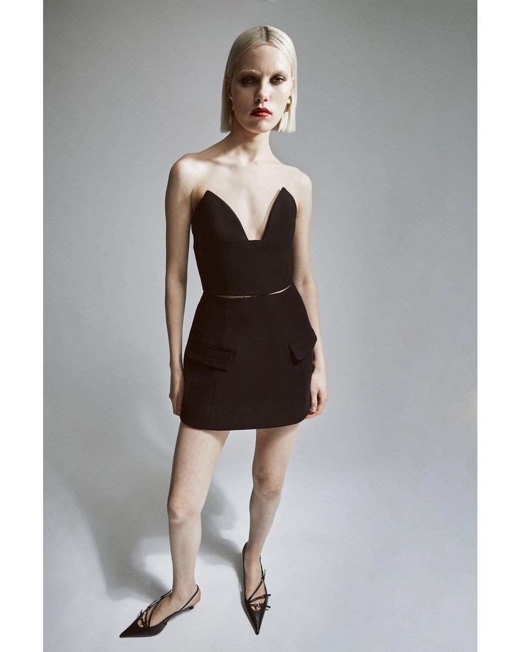 Bardot Black Delphi Strapless Crop Top