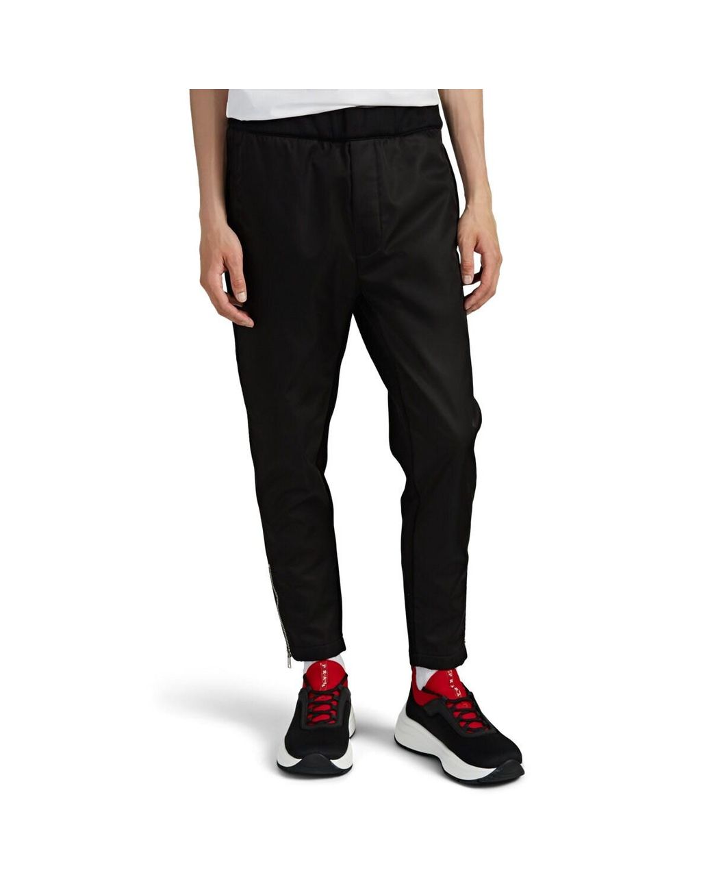 Prada Gabardine-inset Cotton-blend Jogger Pants in Black for Men - Lyst