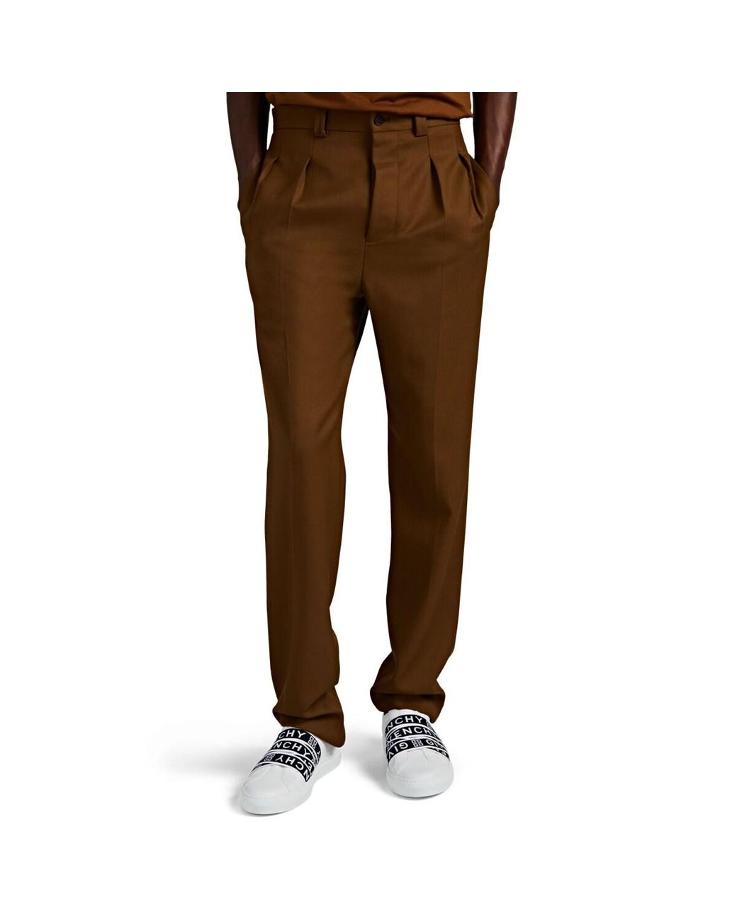 Givenchy Wool Cavalry Twill Pleated Trousers in Brown for Men Lyst