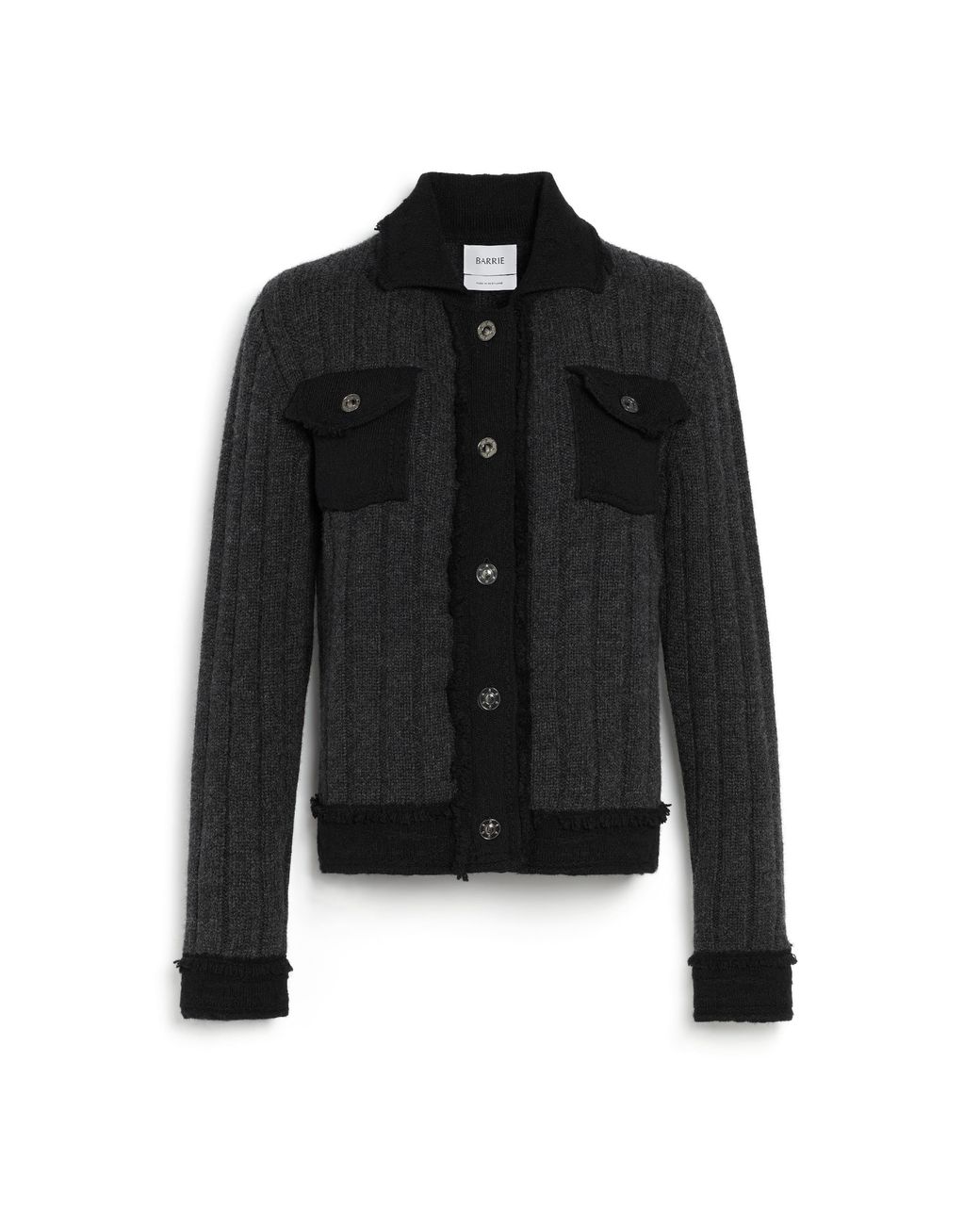 Barrie Black Denim Jacket In Ribbed Knit