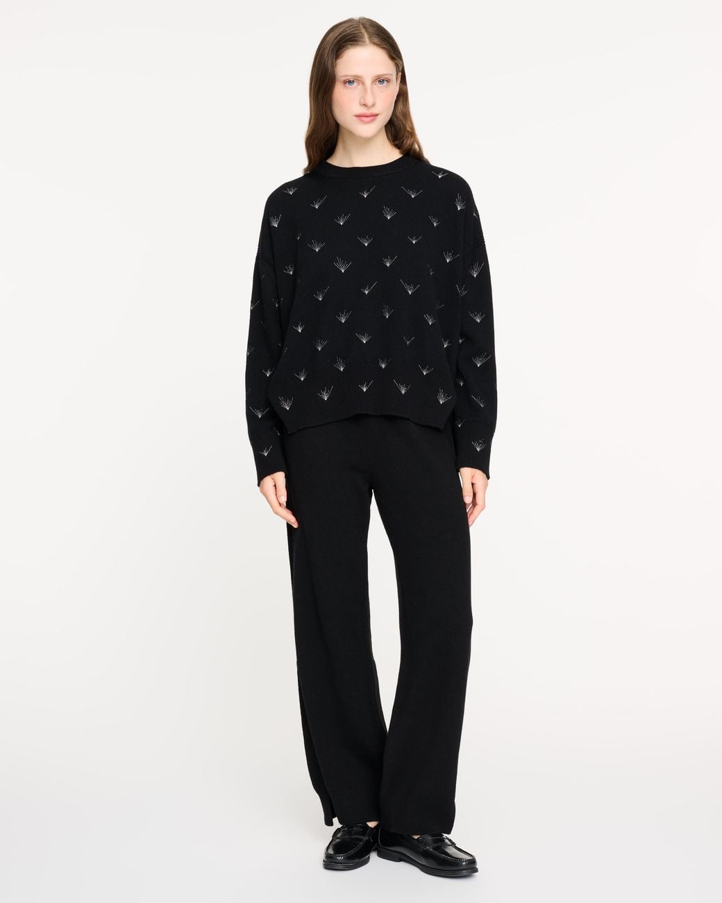 Barrie Black Oversize Round-Neck Sweater