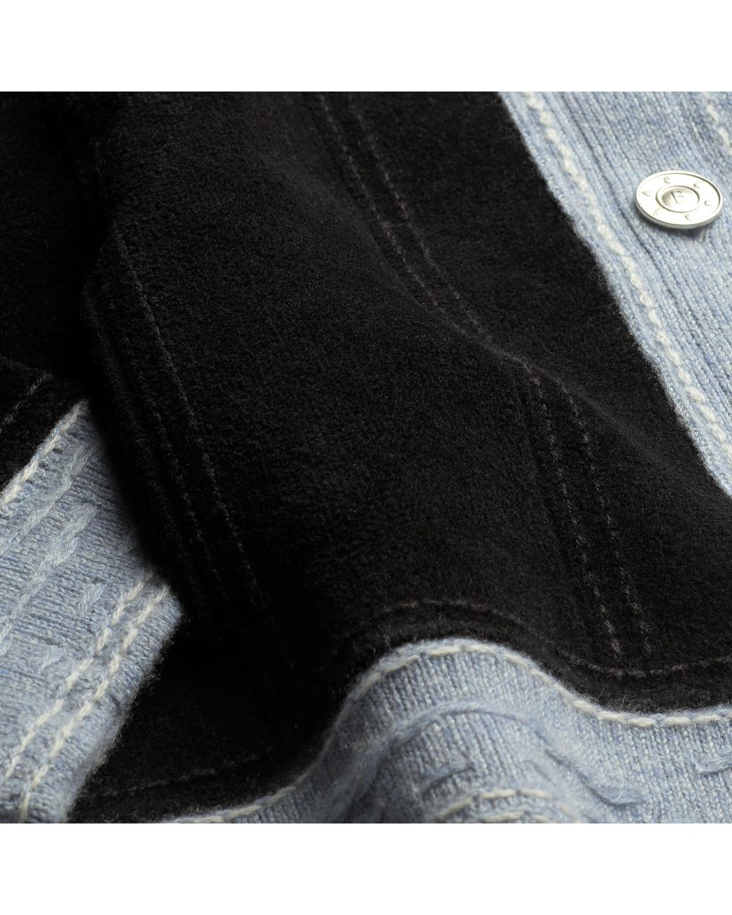 Barrie Black Suede-Effect Denim Jacket