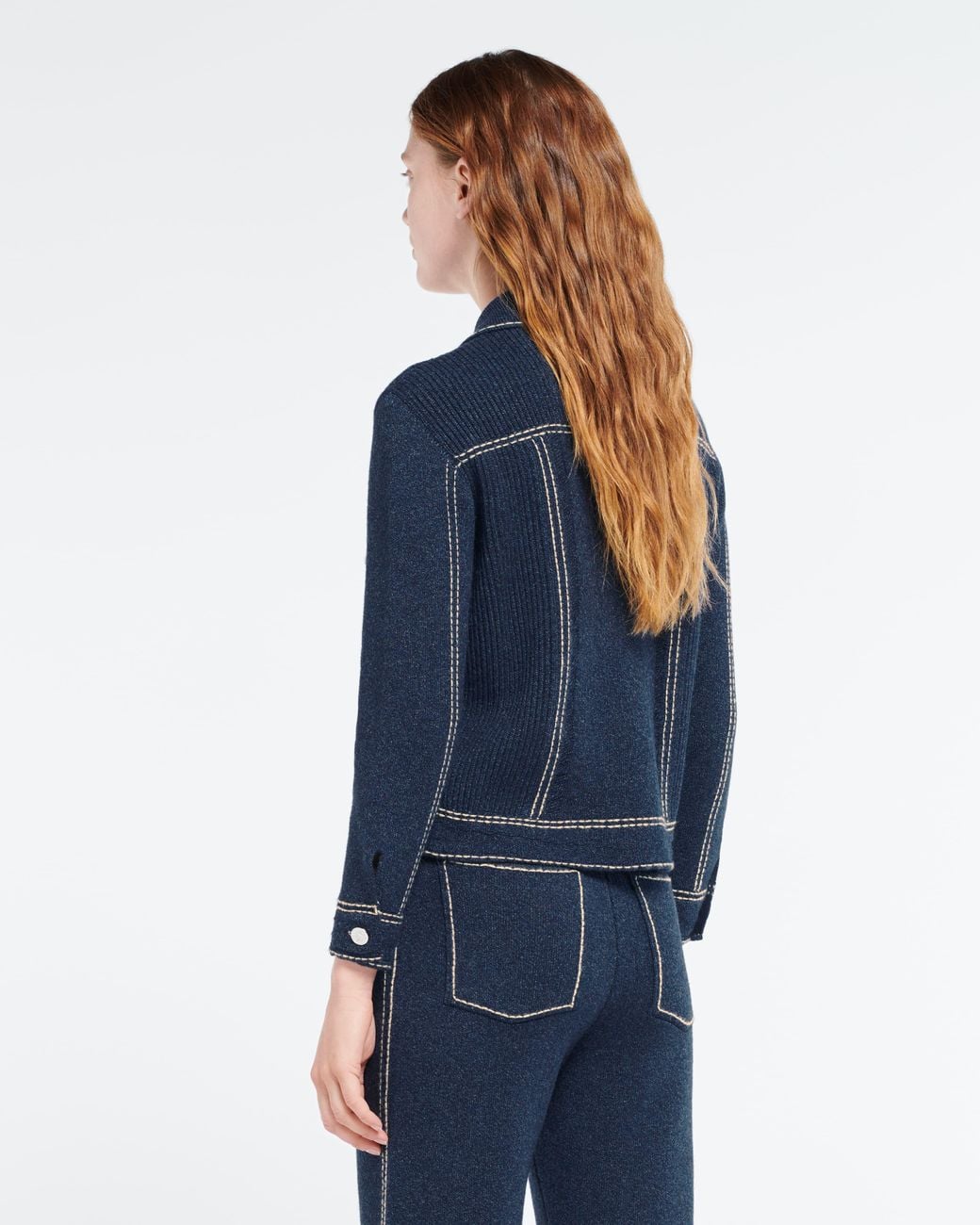 Barrie Blue Denim Fitted Cashmere And Cotton Jacket