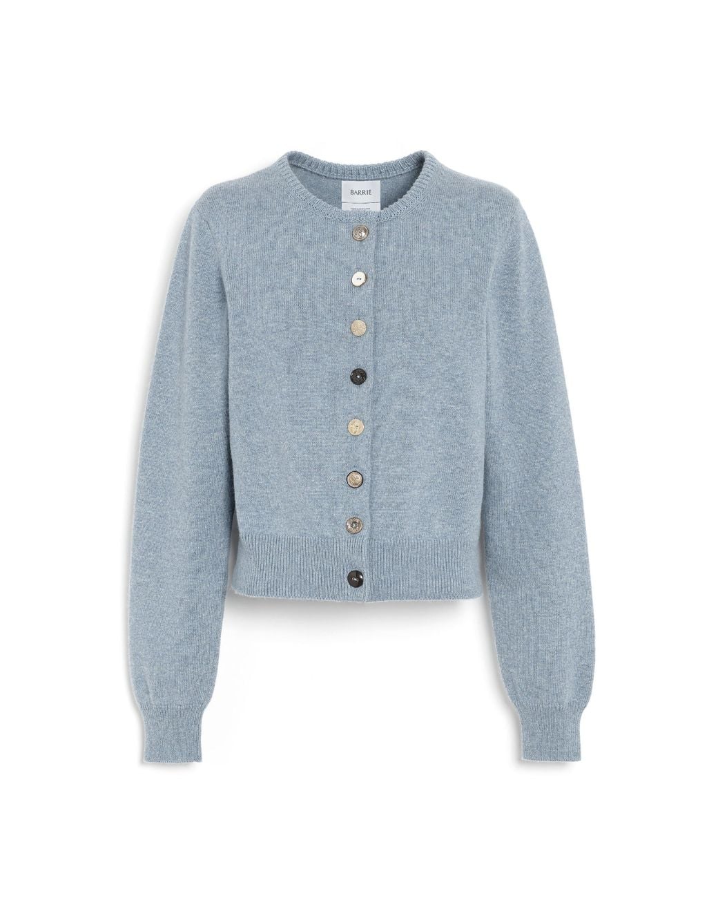 Barrie Blue Cotton And Cashmere Cardigan With Jewelled Buttons