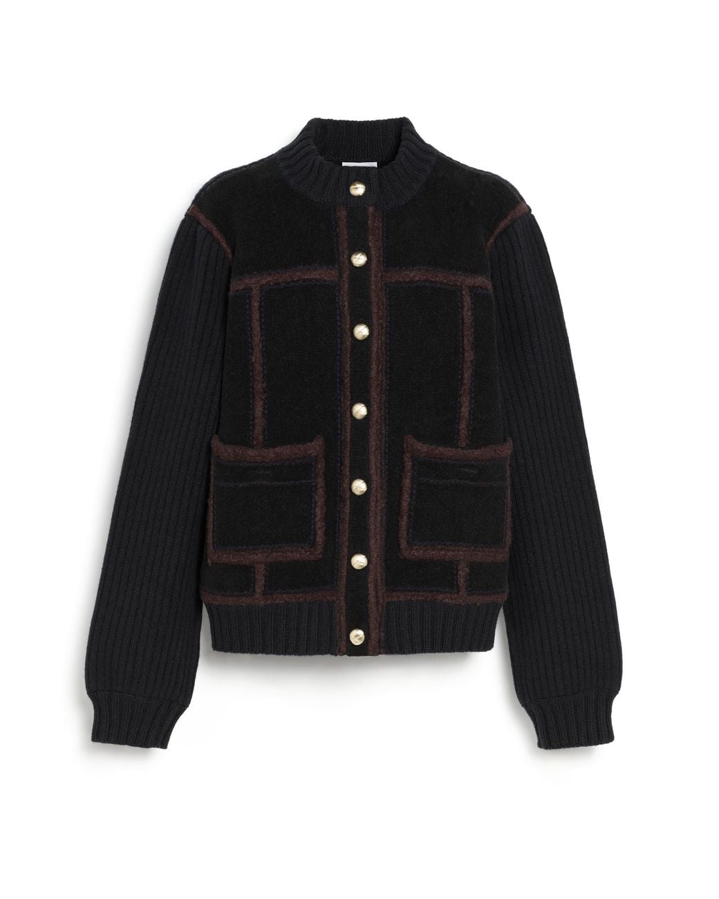 Barrie Black Cashmere And Cotton Shearling Jacket