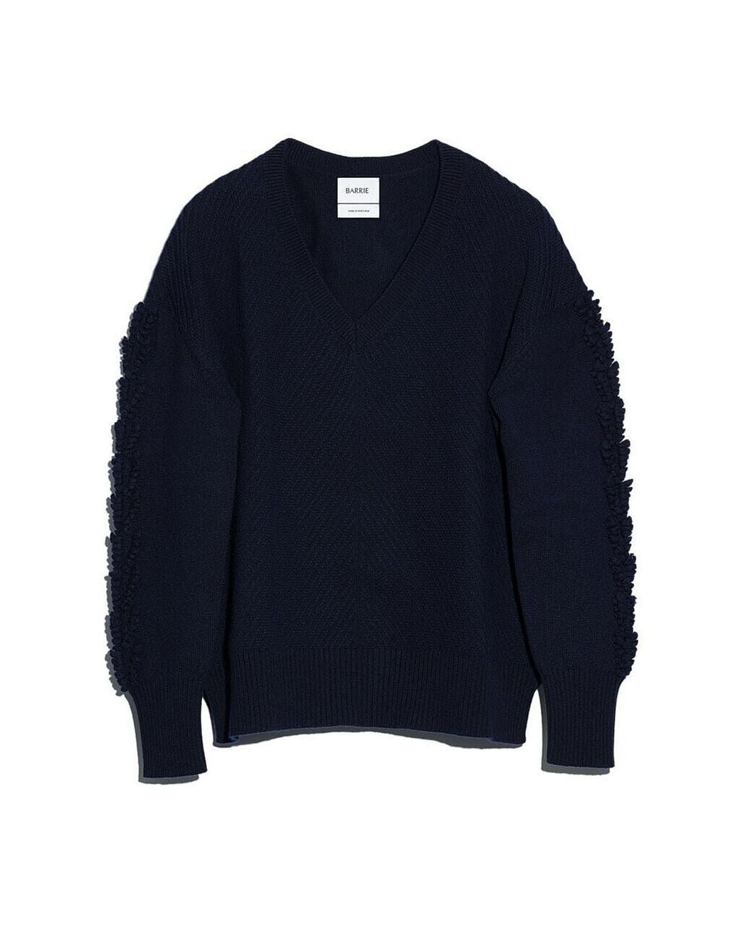 Barrie Blue Timeless V-Neck Cashmere Jumper
