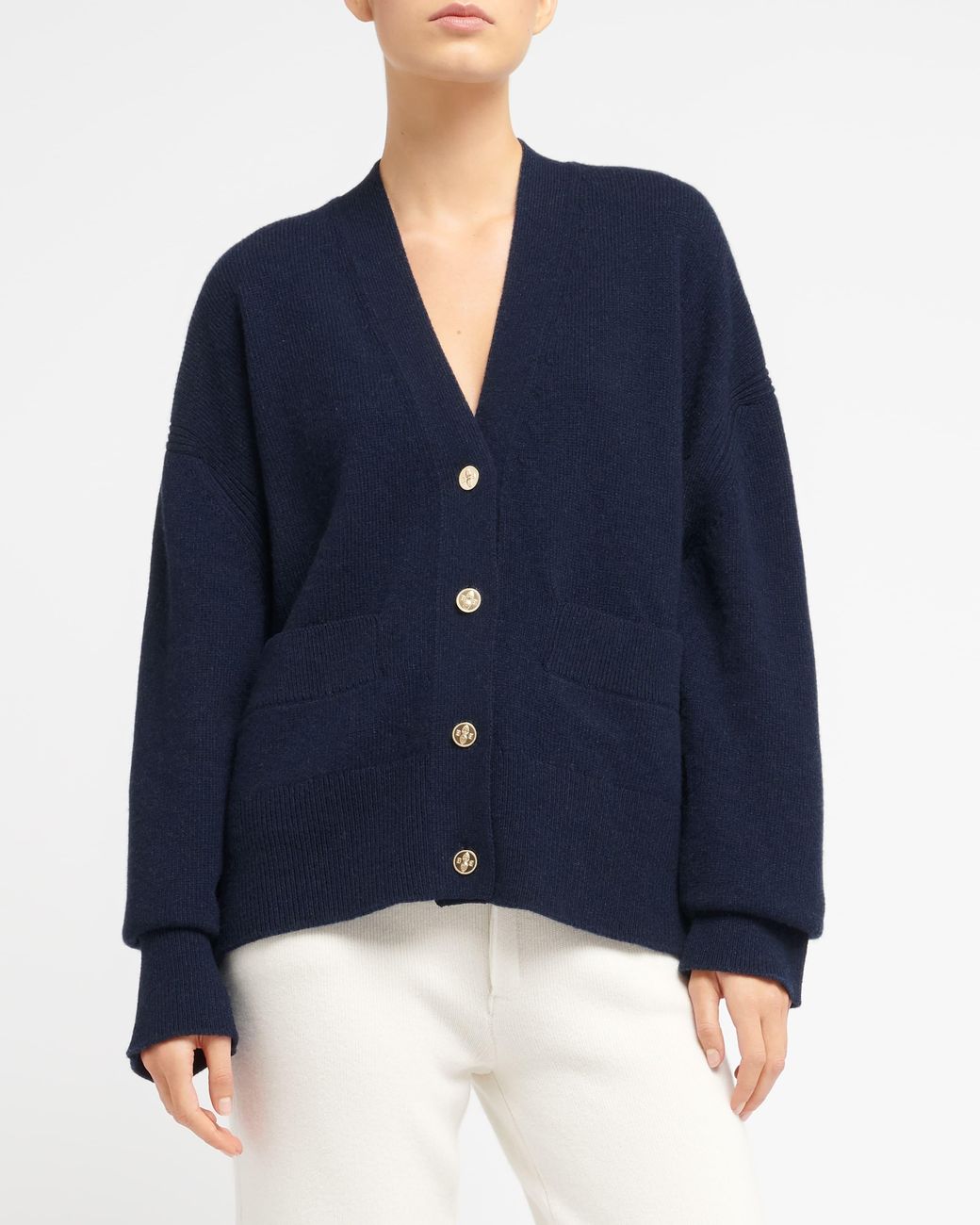 Barrie Blue V-Neck Cashmere Cardigan