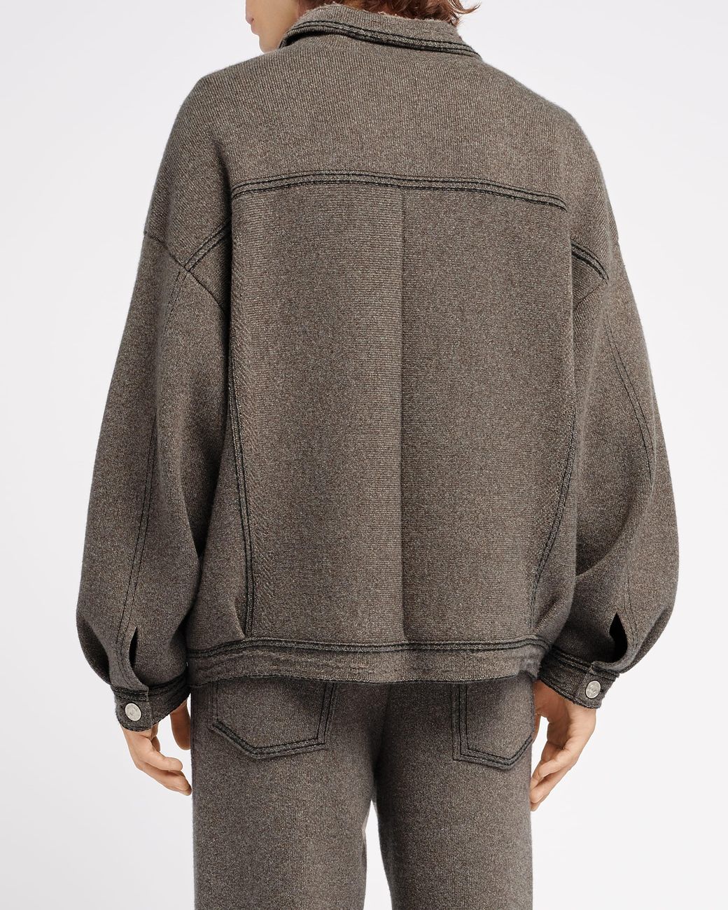 Barrie Gray Denim Oversized Cashmere And Cotton Jacket