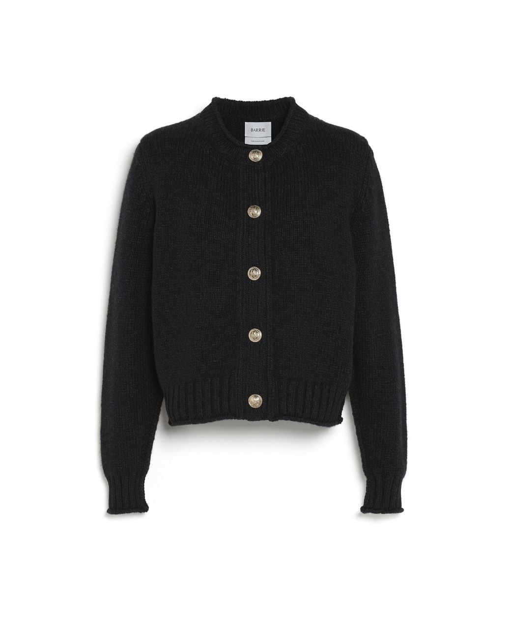 Barrie Black Chunky Cashmere Cardigan With Buttons
