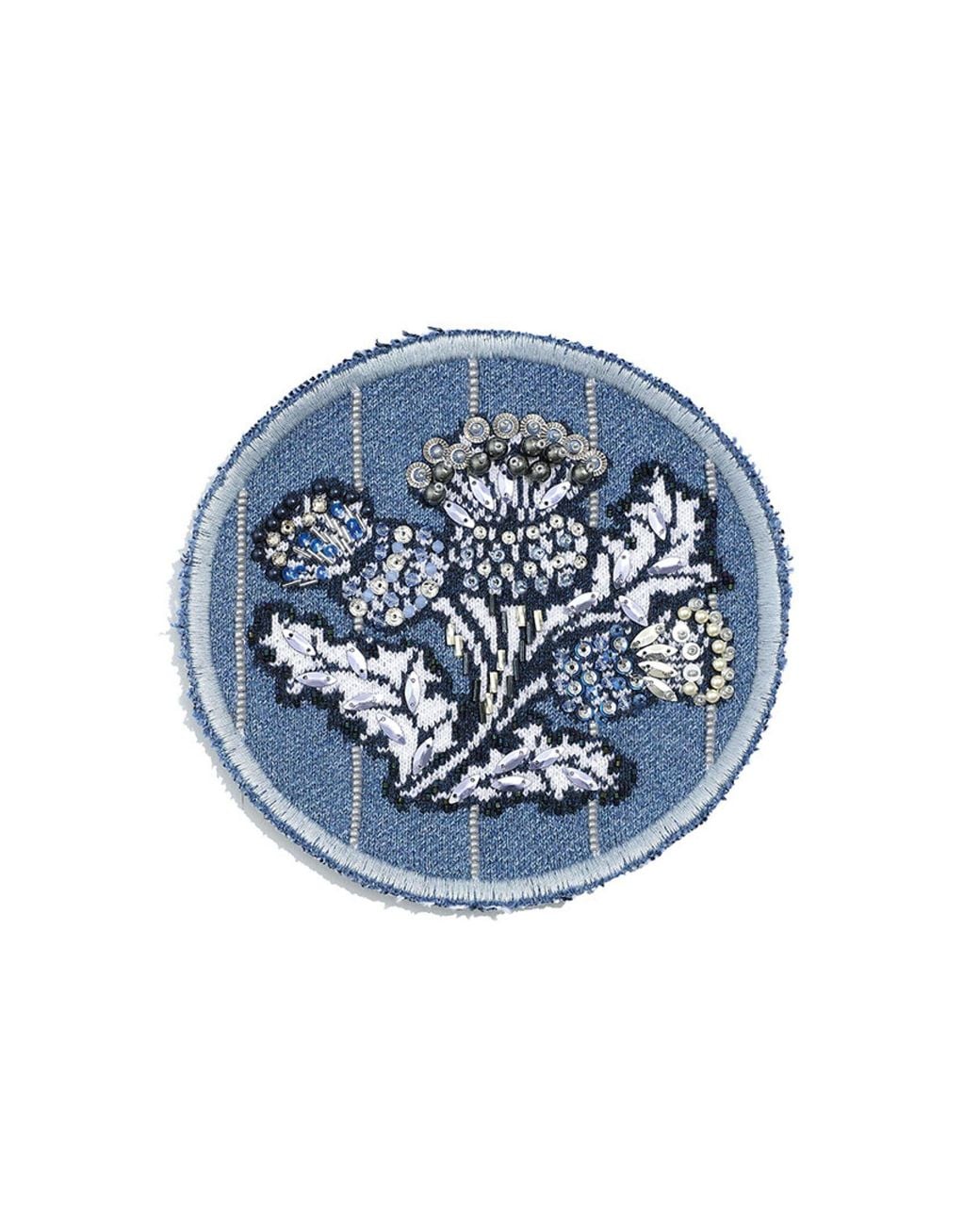 Barrie Blue Cashmere And Cotton Embroidered Patch