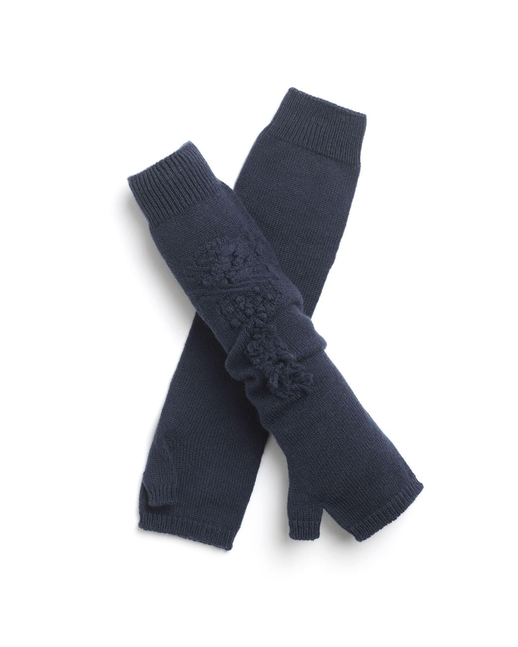 Barrie Blue Cashmere Fingerless Gloves