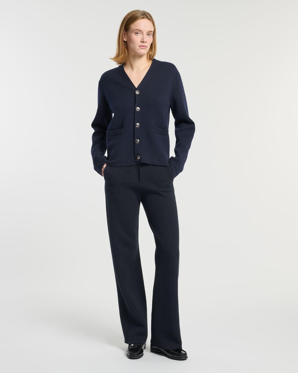 Barrie Blue V-Neck Cardigan