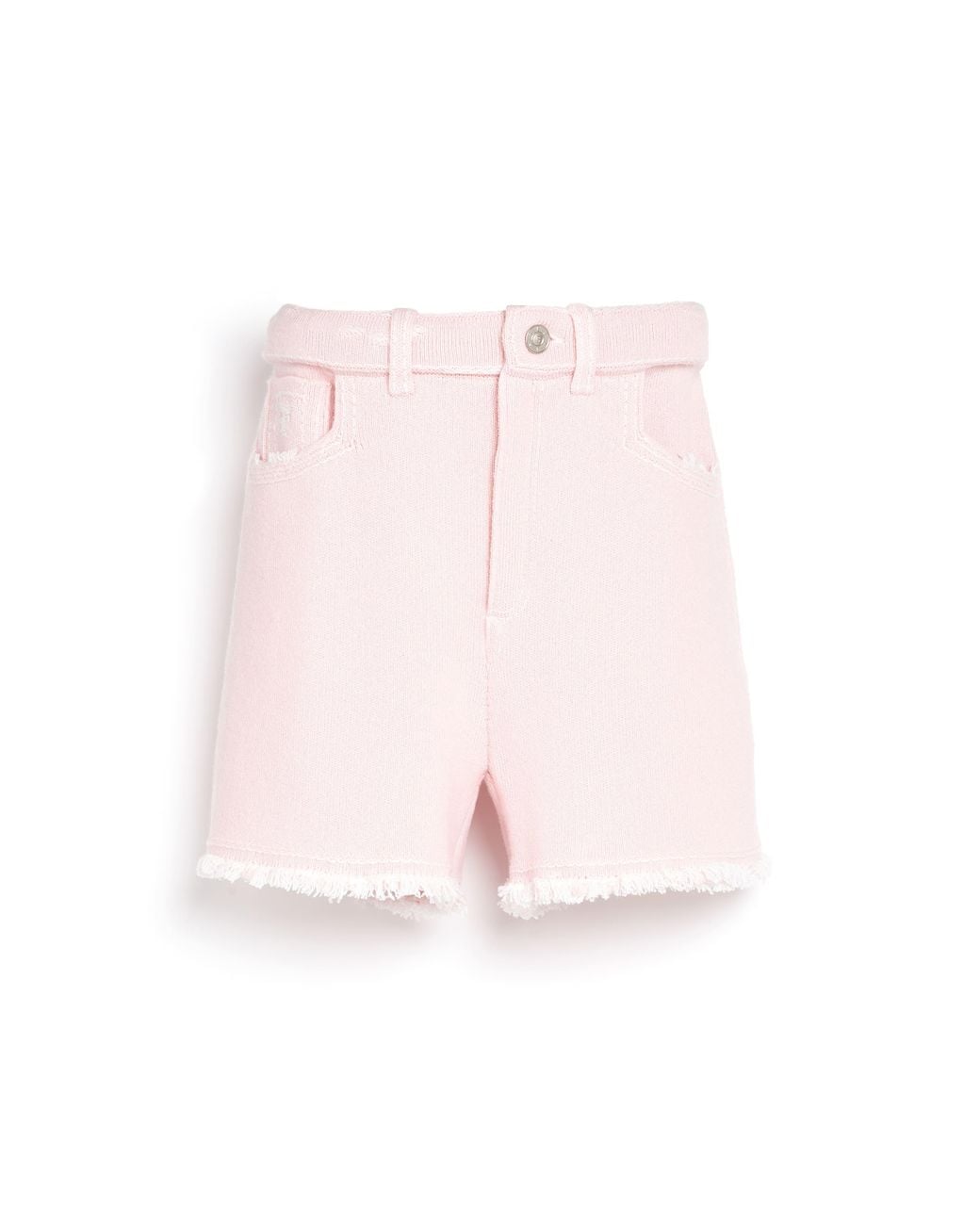 Barrie Pink Denim Fringed Cashmere And Cotton Shorts