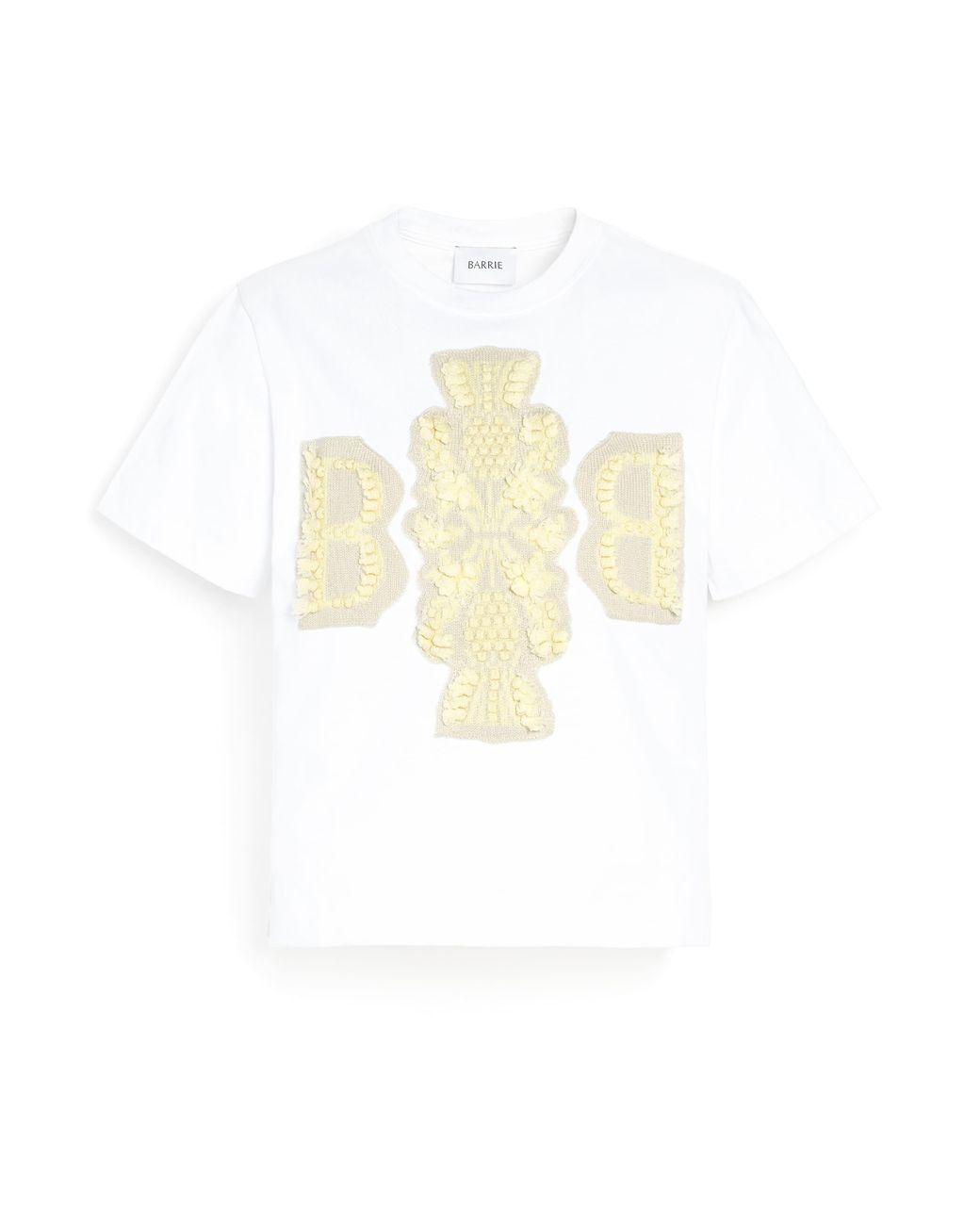Barrie White Cropped T-Shirt With Logo Cashmere Patch