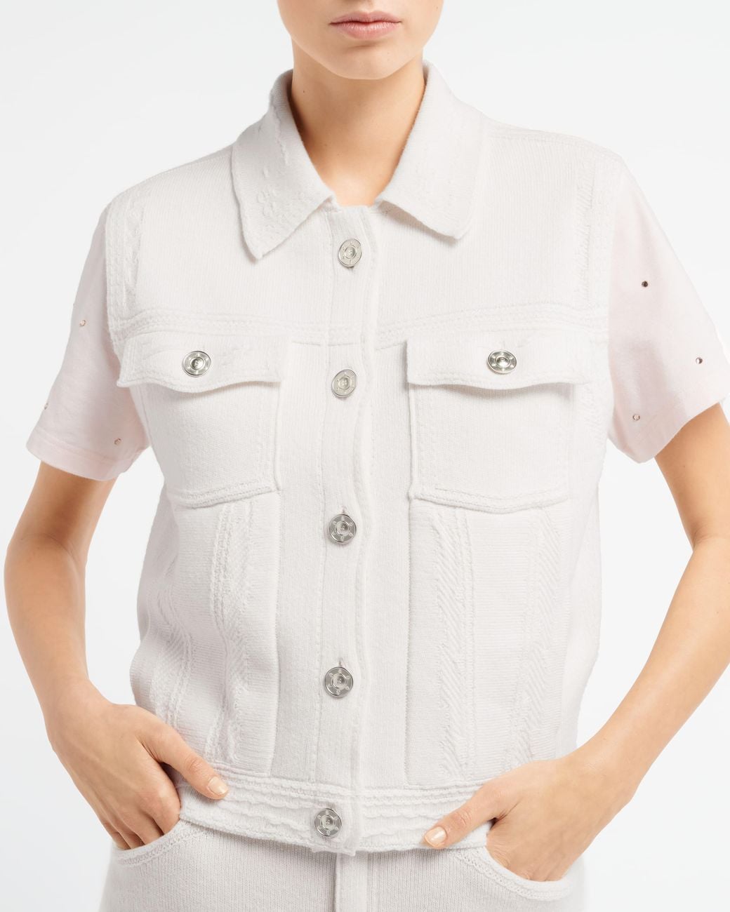 Barrie White Oversized Sleeveless Denim Jacket In Cashmere And Cotton