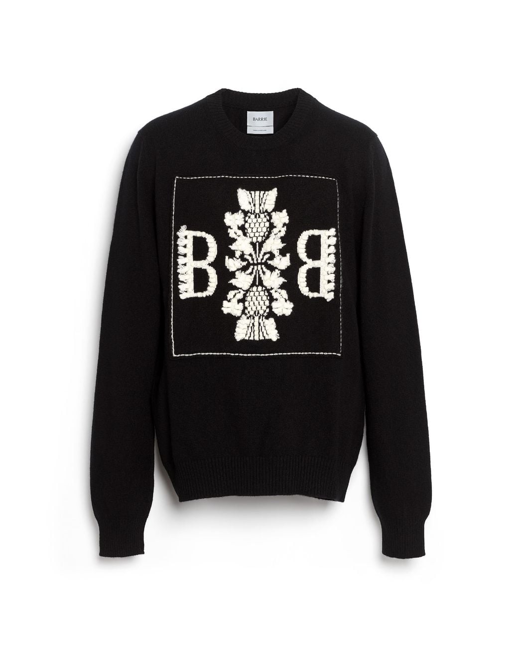Barrie Black 3d Cashmere Logo Round-neck Jumper for men
