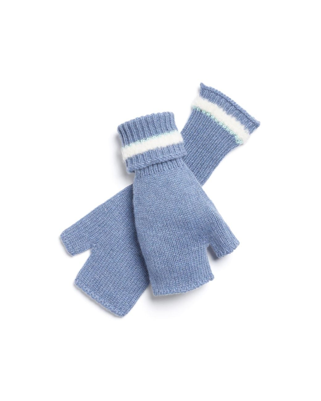 Barrie Blue Shearling-Effect Cashmere Fingerless Gloves