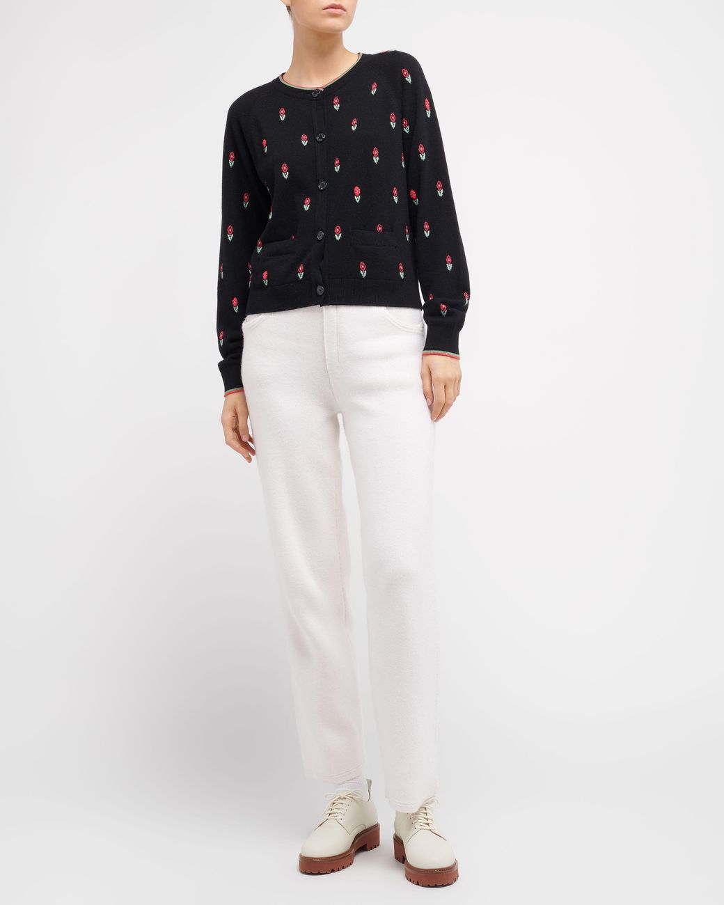 Barrie White Denim Cashmere And Cotton Boyfriend Trousers