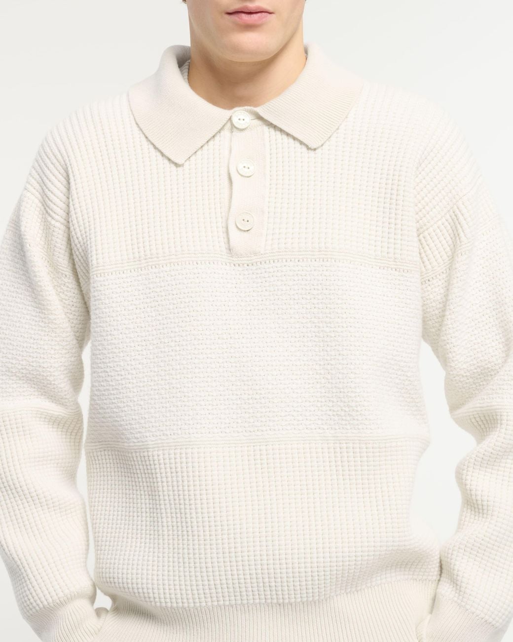 Barrie White Waffle-Effect Cashmere Polo Shirt for men