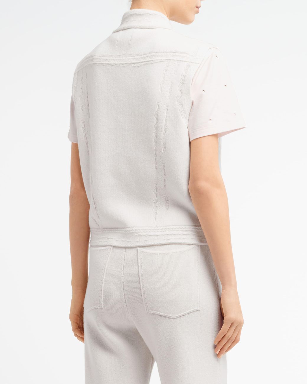 Barrie White Oversized Sleeveless Denim Jacket In Cashmere And Cotton