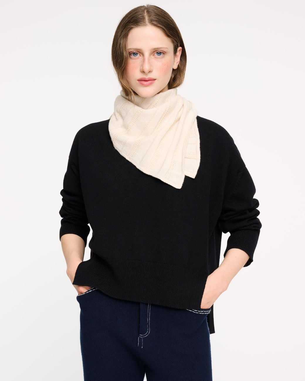 Barrie Black Tone-On-Tone Striped Cashmere And Cotton Scarf