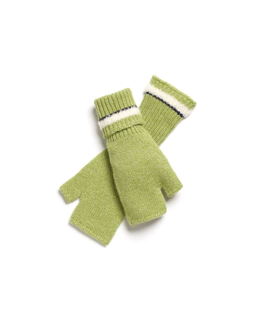 Barrie Green Shearling-Effect Cashmere Fingerless Gloves
