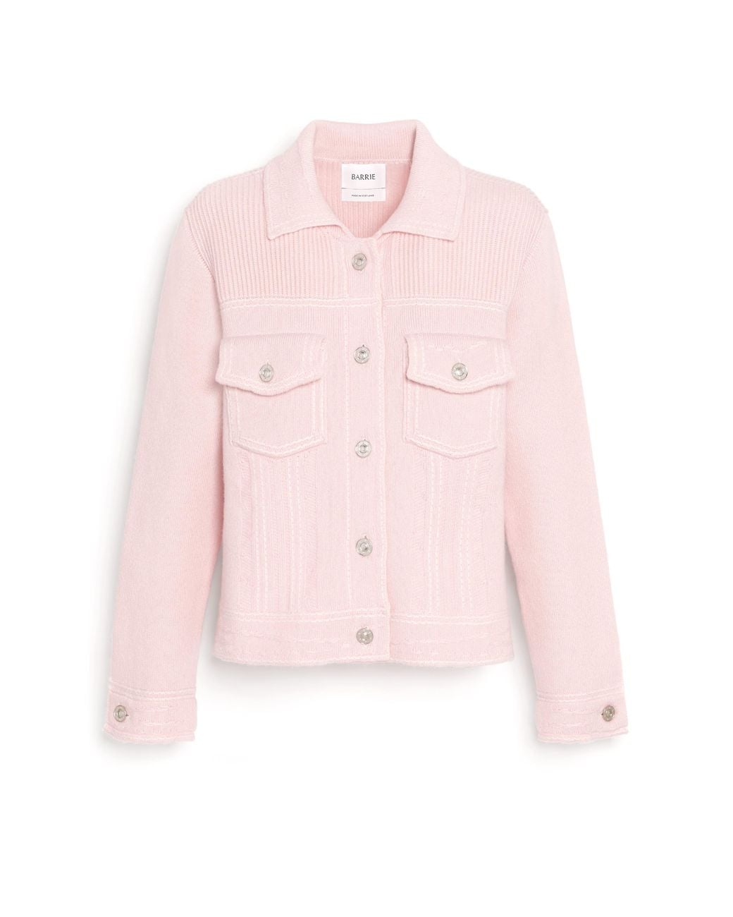 Barrie Pink Denim Fitted Cashmere And Cotton Jacket