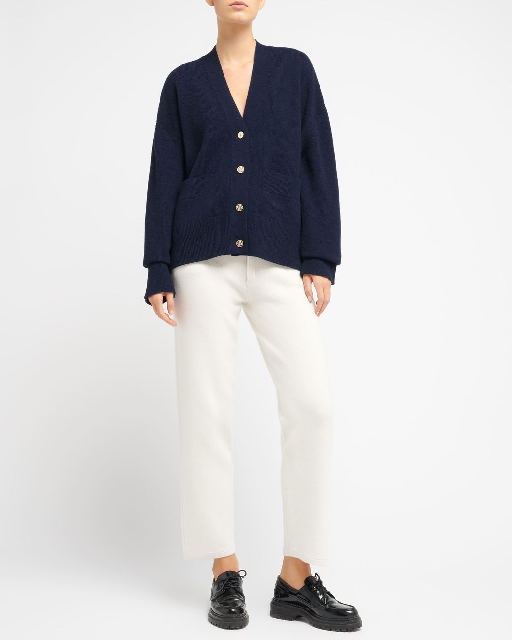 Barrie Blue V-Neck Cashmere Cardigan