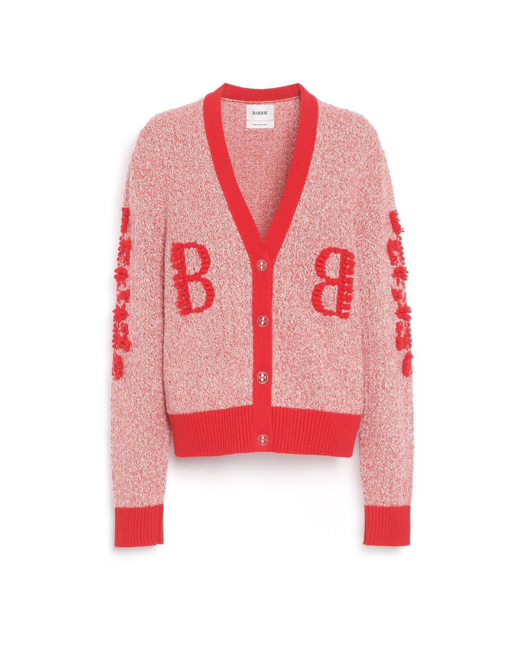 Barrie Pink Cashmere Lace Cardigan With B Logo