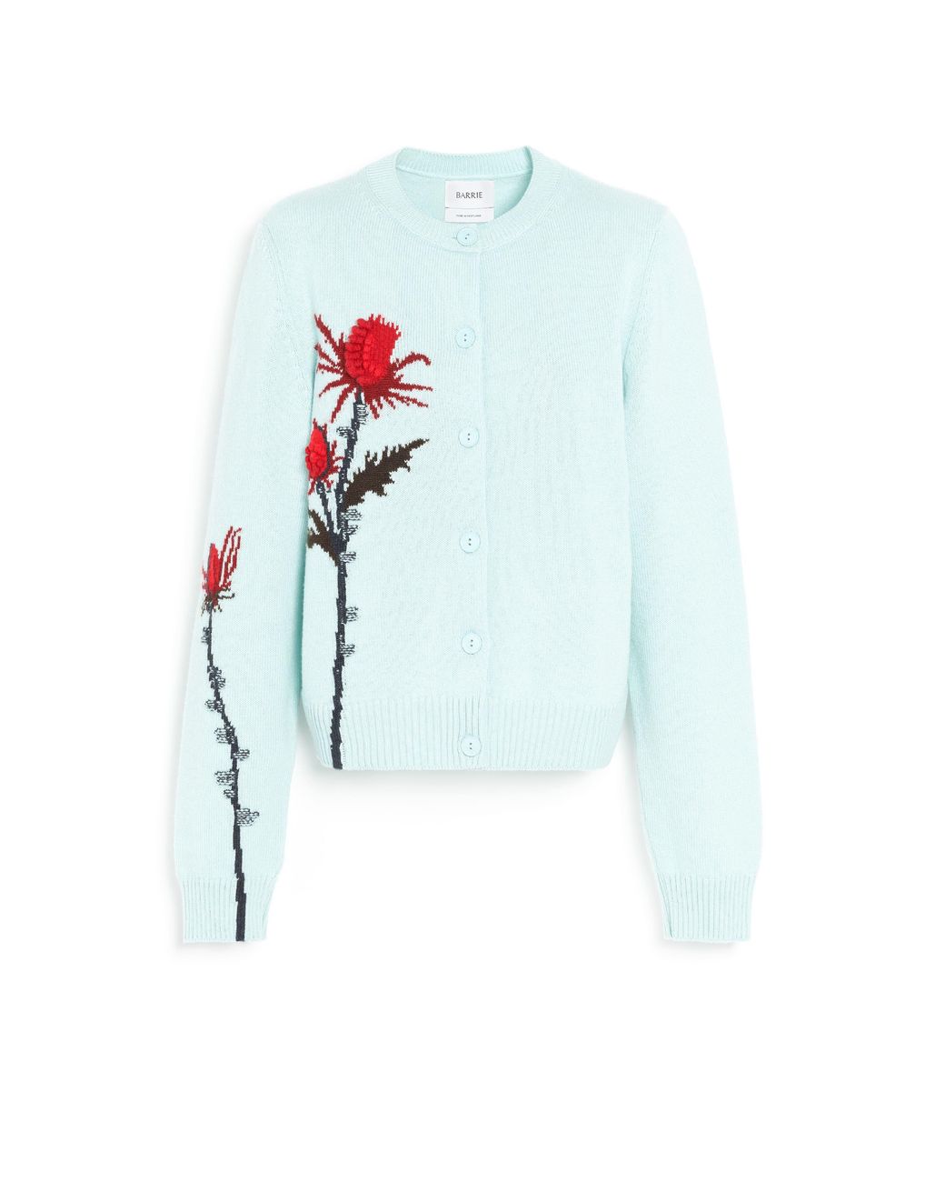 Barrie Blue Thistle Motif Cashmere Cardigan