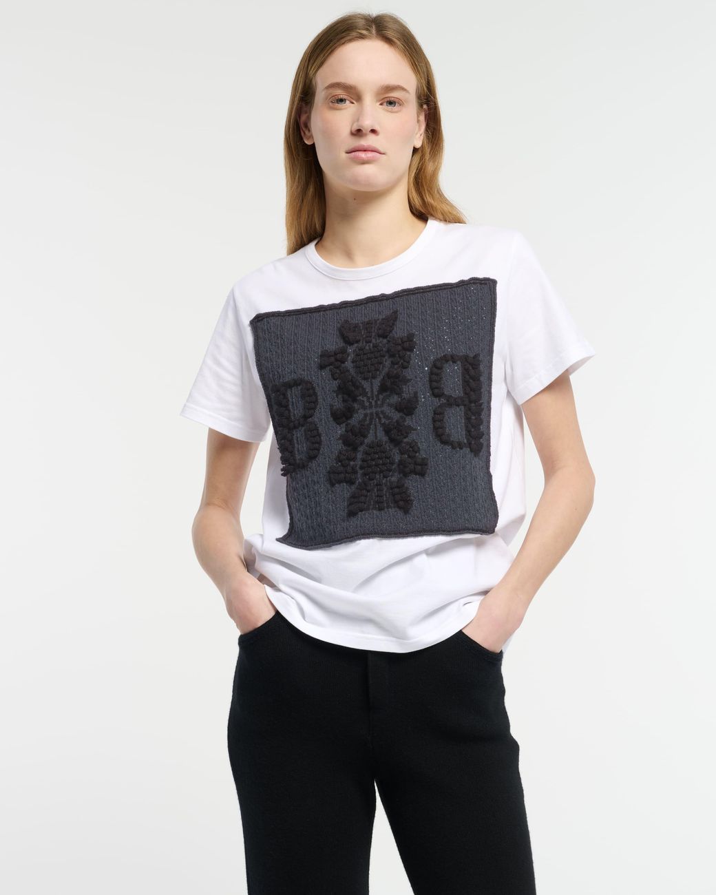 Barrie Black Cashmere Lace T-Shirt With B Logo Patch