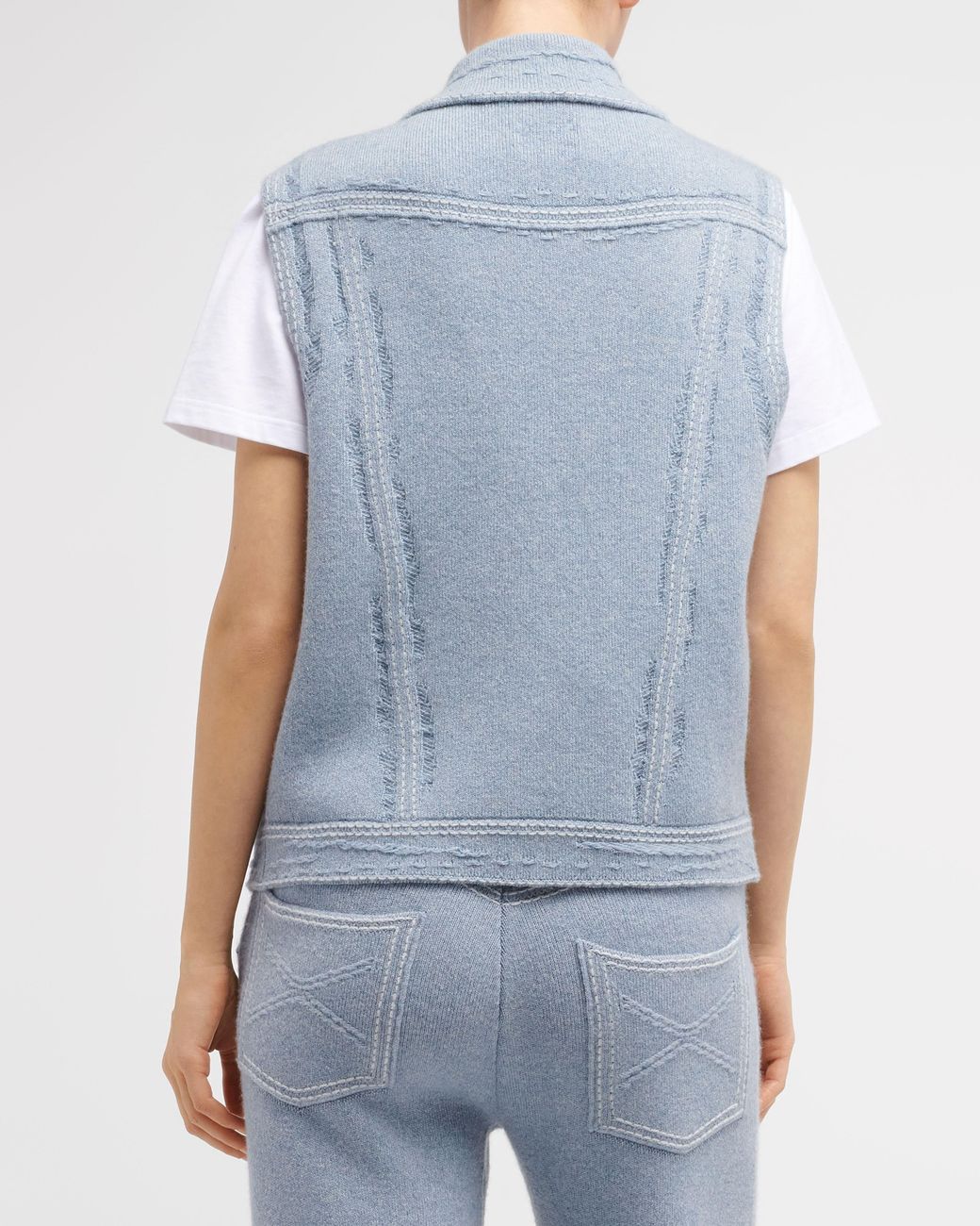 Barrie Blue Oversized Sleeveless Denim Jacket In Cashmere And Cotton