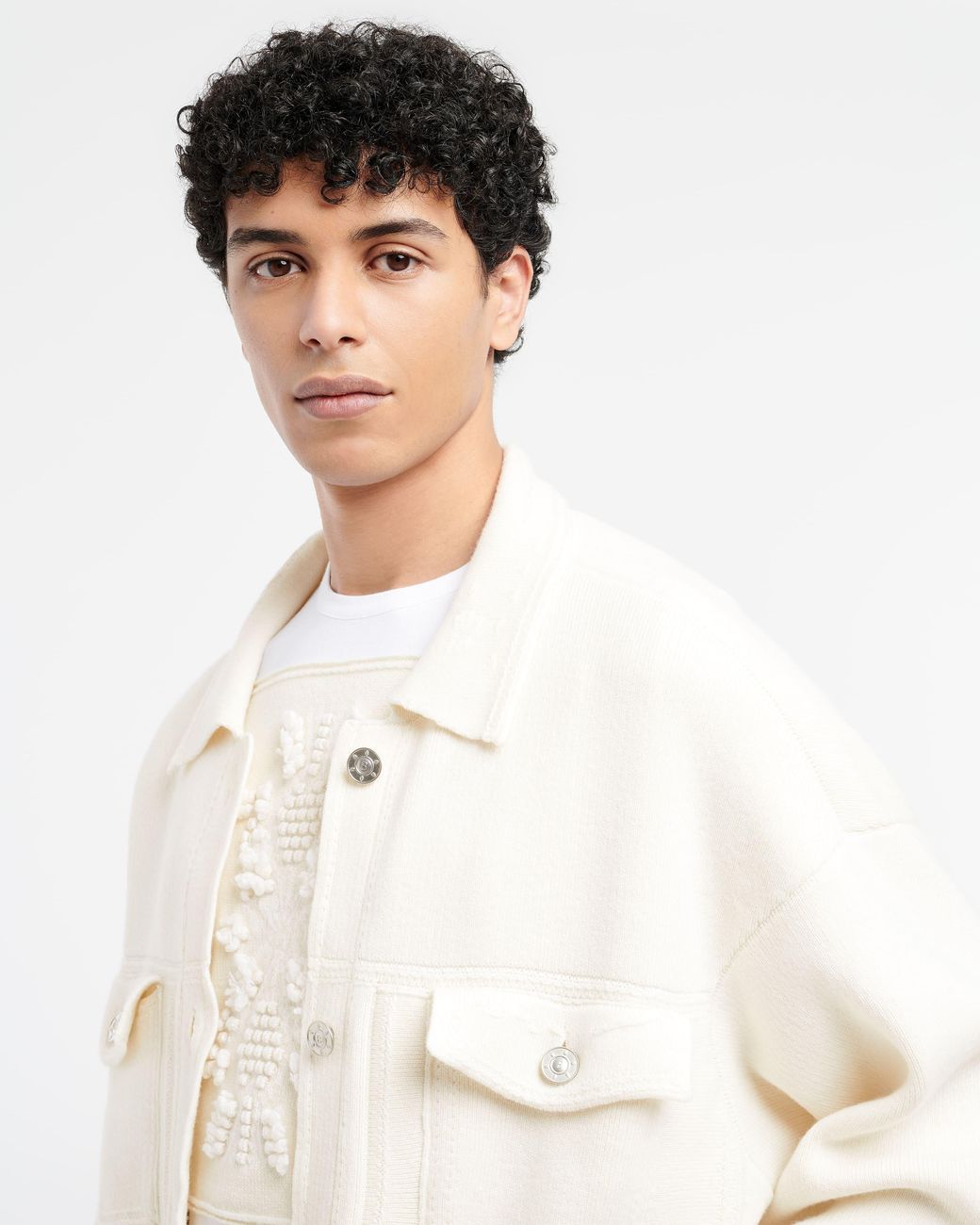 Barrie White Denim Oversized Cashmere And Cotton Jacket for men