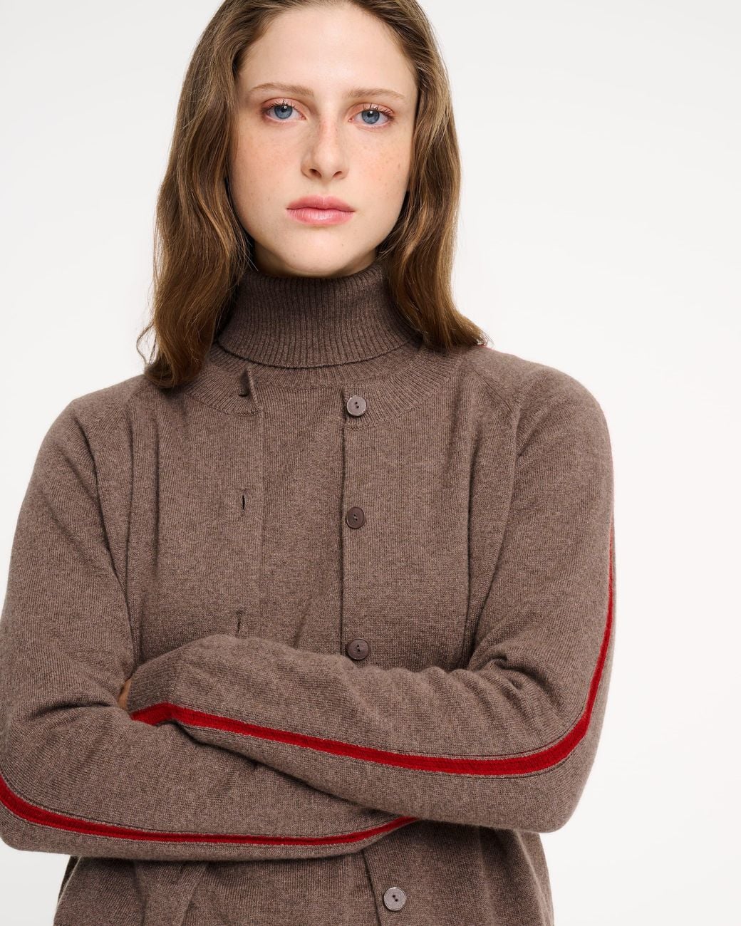 Barrie Brown Cashmere Roll-Neck Sweater With Graphic Line