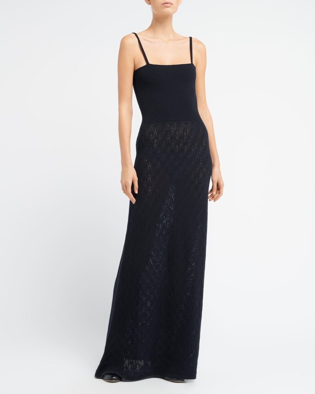 Barrie Blue Long Dress With Straps In Cashmere Lace