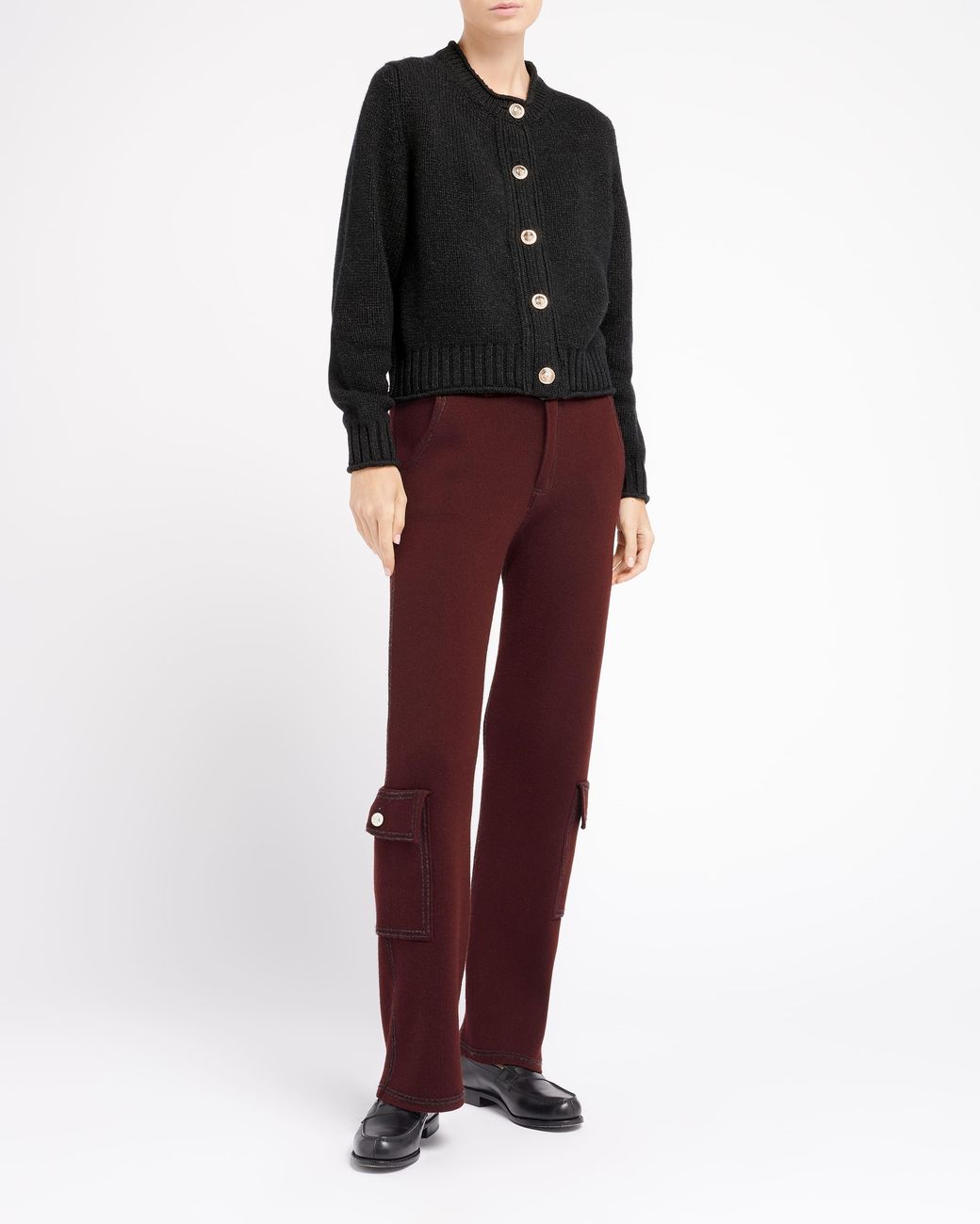 Barrie Black Chunky Cashmere Cardigan With Buttons