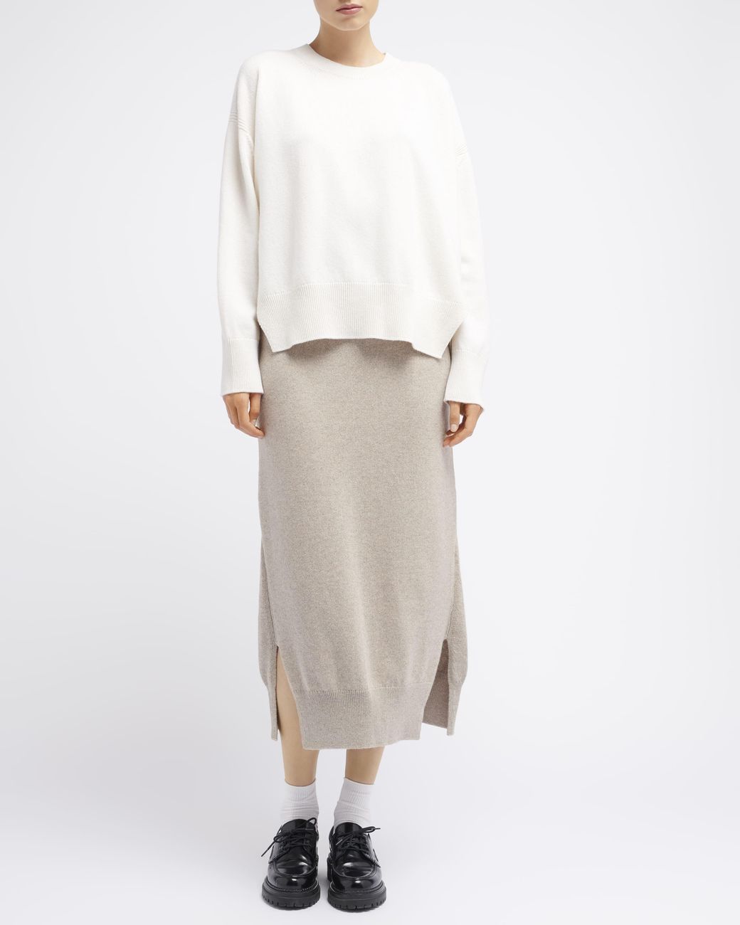 Barrie Natural Iconic Cashmere Skirt