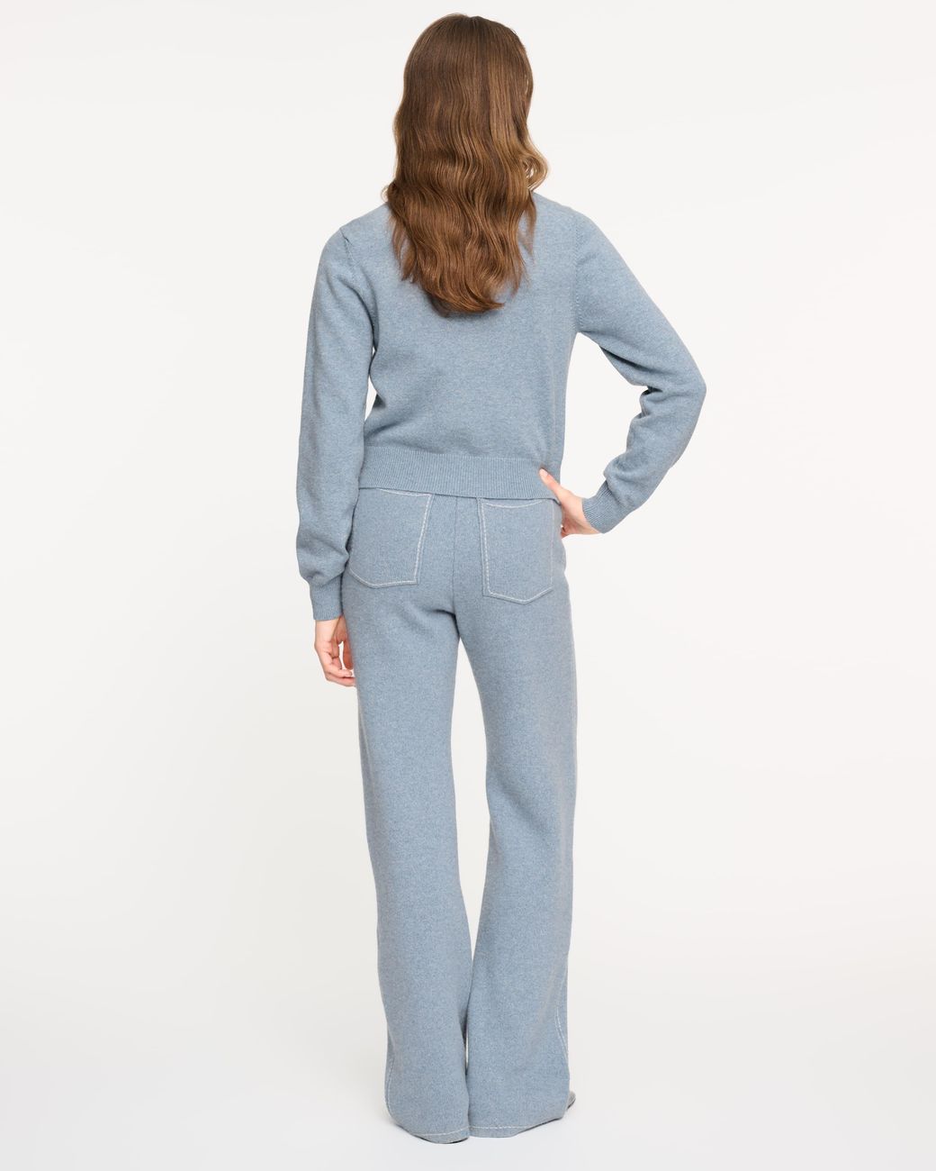 Barrie Blue Cotton And Cashmere Cardigan With Jewelled Buttons